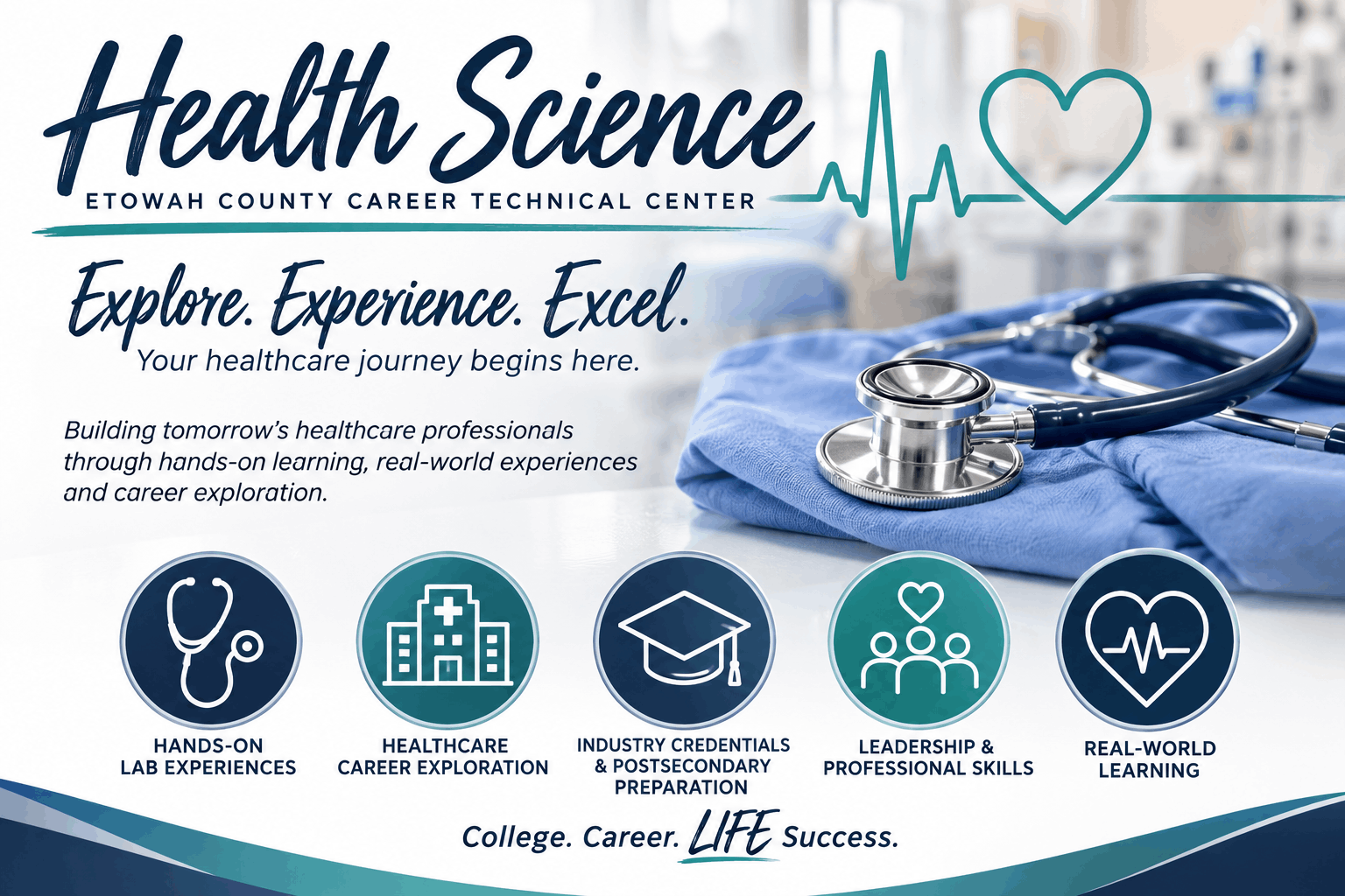 "Explore. Experience. Excel. Your healthcare journey begins here."
